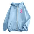 thumbnail image 3 of Women's Cancer Prevention Monthly Zipper Long Sleeve Pocket Drawstring Casual Sports Hoodie Long Zip Sweatshirt Hoodie Women Plain Sweatshirt Womens Front Pocket Snap Hoodie Women Sweatshirt Womens, 3 of 5