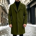 thumbnail image 5 of Men Long Overcoat Lapel Collar Button Front Oversized Jacket with Pocket,Warm Windproof Fall Winter Daily Casual Comfy Wear,Green,M, 5 of 9