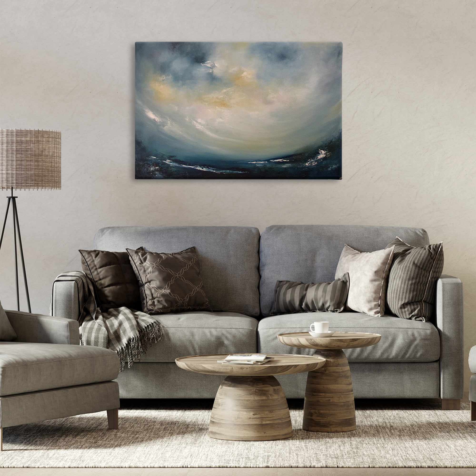 Stupell Industries Sun Through Storm Clouds Abstract Painting Wrapped Canvas Art Print Wall Art, 36 x 24