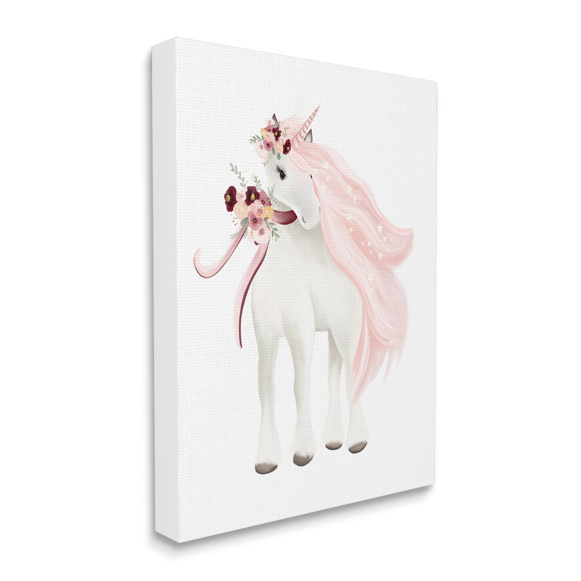 Stupell Industries Glam Pink Unicorn Fairy Tales & Fantasy Painting Gallery Wrapped Canvas Art Print Wall Art, 16 x 20
