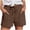 Brown, variant on Linen Shorts for Women Casual Comfy High Waisted Drawstring Cotton Boho Bermuda Short Cute Petite Summer Beach Vacation Gauze Loose Lounge Pajama Blue XL