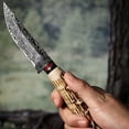 thumbnail image 2 of Hunting Knife with Leather Sheath - Ideal for Chopping, Camping Outdoor - Fixed Blade Bushcraft Knife - Gift for Men, 2 of 9