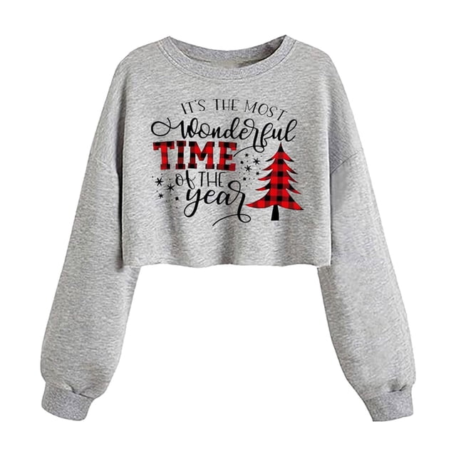 EHQJNJ Chandails en Molleton à Col Rond pour Femmes Chandails en Molleton Graphiques de Noël Amusants pour Femmes Pull Décontracté à Manches Longues pour Fête de Noël Chandails en Molleton à Col Rond Tendance