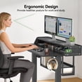 thumbnail image 6 of CHITOOMA Electric Standing Desk with LED & Storage, 55" x 28" Height Adjustable Computer Desk, C-Clamp Mount Compatible Ergonomic Table for Home Office, Black, 6 of 9