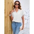 thumbnail image 5 of HOWCOME Womens Button Down Shirt Short Sleeve Shirt Work Blouse with Pocket(White,XX-Large), 5 of 5