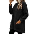 thumbnail image 2 of Womens Loose Tops with Pockets Zaewscy Women's Fashion Solid Color Long Sleeve Winter Leisure Elegant Top Black S, 2 of 6