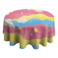 thumbnail image 4 of Pastel Wave Star Pattern Round Tablecloth 60"x60",Wrinkle Wipeable Table Cloth for Kitchen Dining Room Picnic Patio Party, 4 of 6