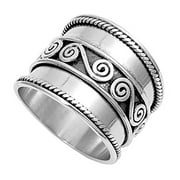 Sterling Silver Womens Bali Rope Thick Ring 925 Band 18mm Jewelry Female Male Unisex Size 12