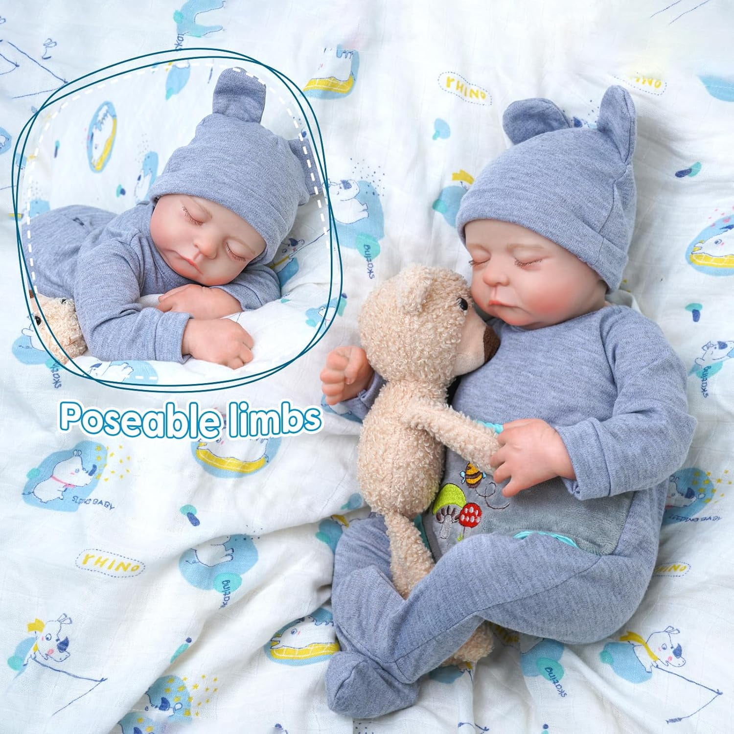 BABESIDE 20 Inch Reborn Baby Doll with Soft Cloth Body and Breath Real Life Baby Dolls Soft Body with Accessories Gift Box for Kids Age 3+