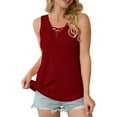thumbnail image 6 of WTXUE Womens Tank Tops Sleeveless Criss Cross Casual Tank Tops Loose Fitting T Shirts Summer Tees Shirts Tunic Tops Basic Blouse V Neck Criss Cross Shirts Loose Casual Blouses Red S, 6 of 7