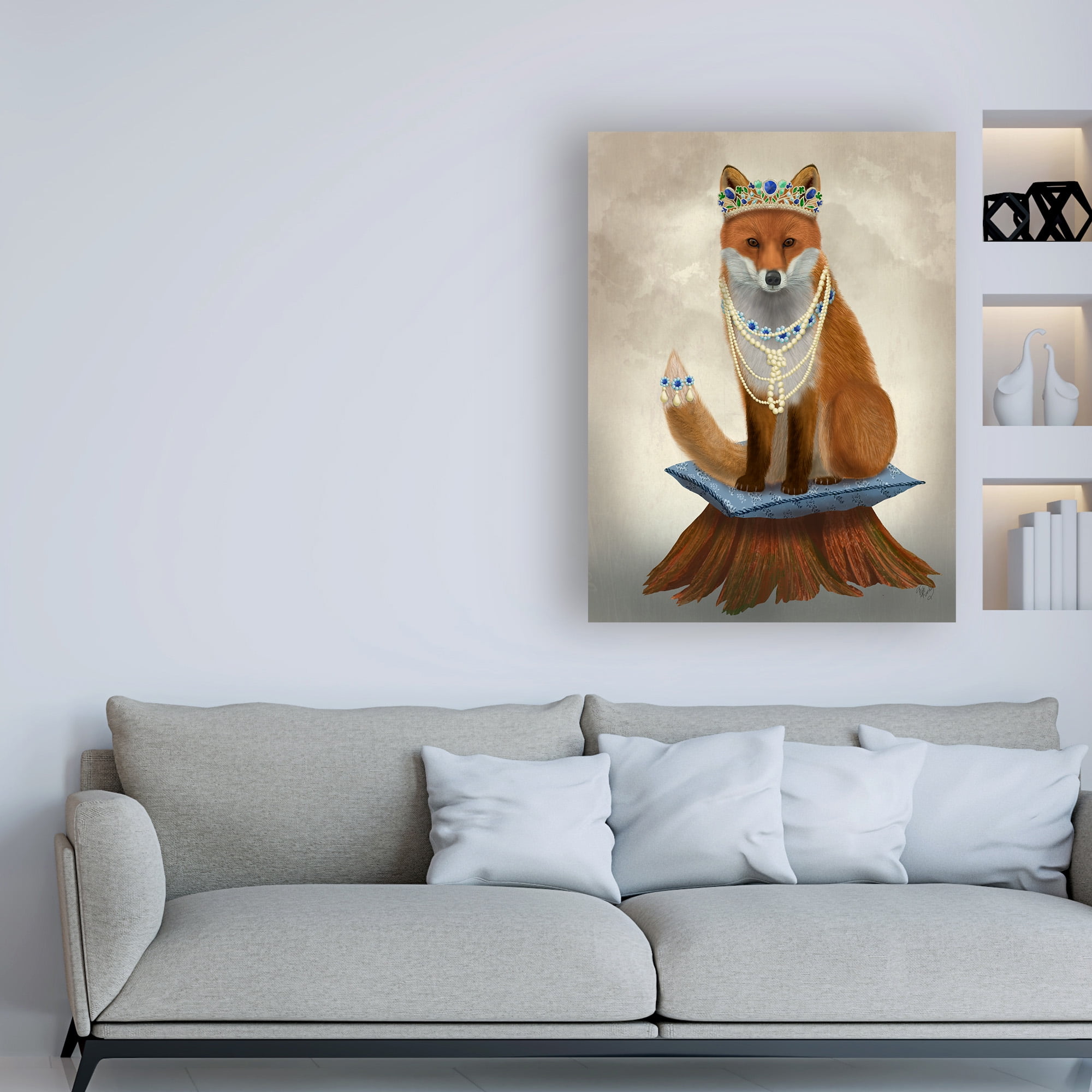 Trademark Fine Art 'Fox with Tiara, Full' Canvas Art by Fab Funky