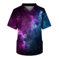 thumbnail image 1 of Men's Short Sleeve V Neck Star Print Chest Pocket Work Top, 1 of 3