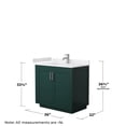 thumbnail image 5 of Wyndham Collection Miranda 36" Wood Single Bathroom Vanity in Brush Nickel/Green, 5 of 6