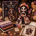 thumbnail image 3 of Day of the Dead Sugar Skull Doll DIY Craft Kit, "Stitch Your Soul" Dia de los Muertos Patchwork Sewing Set for Adults, Premium Handmade Fall Decor & Collectible Halloween Gift, 3 of 9