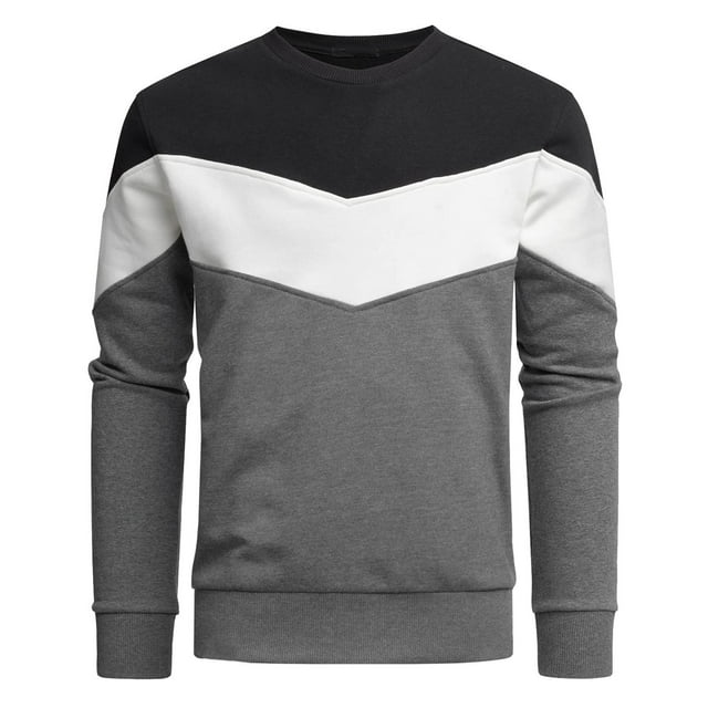 Chandail en Molleton de Sport Décontracté à Col Rond Tricolore pour Hommes Automne et Hiver