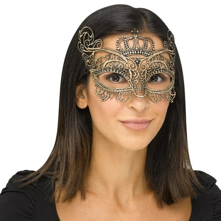 Fun World Halloween Gothic Lace Queen Costume Venetian Mask, One-Size,