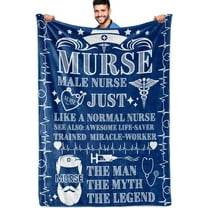 Male Nurse Blanket, Funny Nurse Gifts for Men, Murse, Warm Soft Fuzzy Blanket for RN, Retired Male Nurse, Throw Blanket 50x65 Inches, Blue
