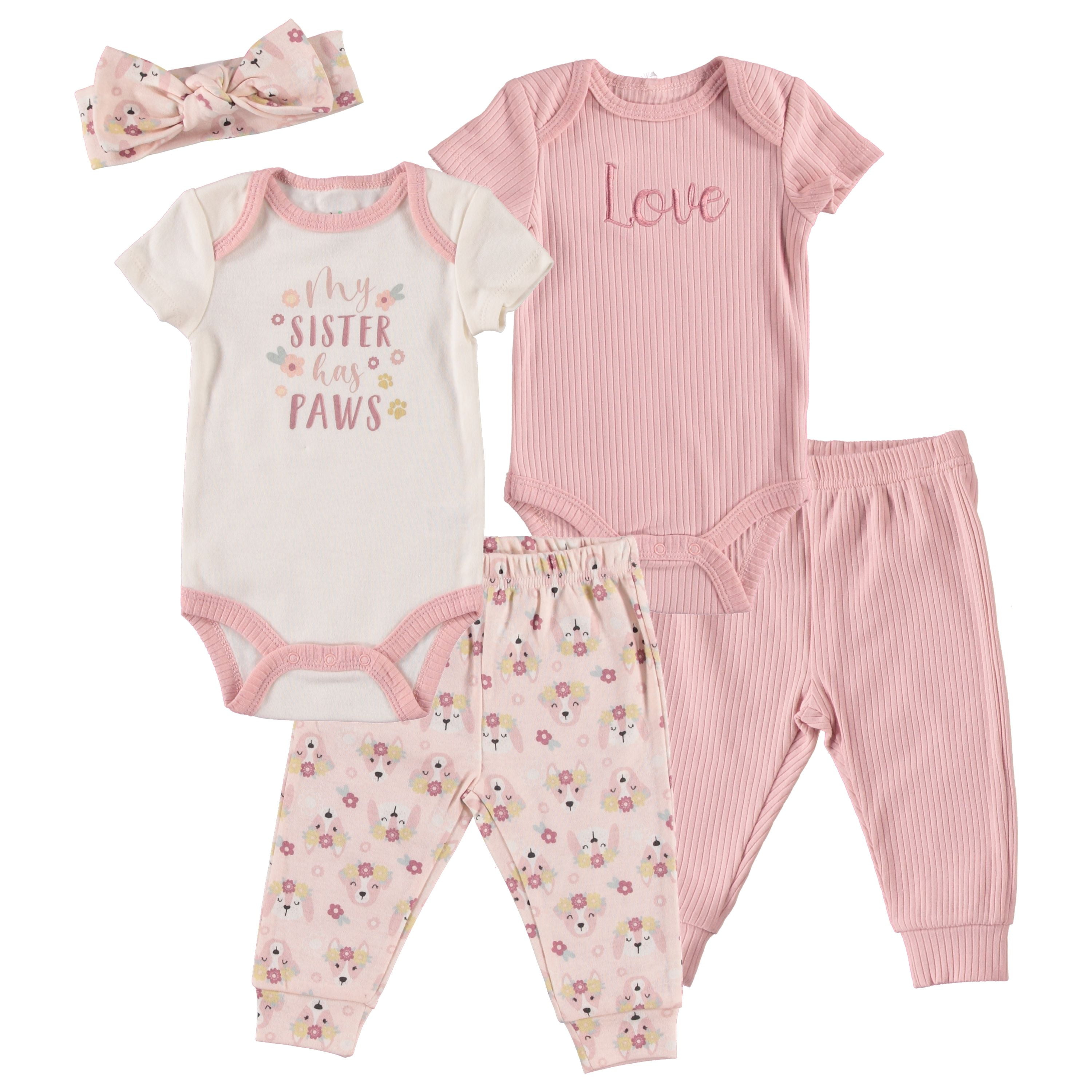 Chick Pea Baby Girl 3 PC Footed Pant Set, Sizes Newborn9 Months