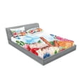 thumbnail image 2 of Ambesonne Tropical Fitted Sheet & Pillow Sham Set, Dessert and Flower Art, Full, Multicolor, 2 of 2
