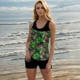 thumbnail image 5 of FAVIPT 2 Piece Swimsuit for Women Floral Print Blouson Tank Top with Boyshorts High Waist Summer Beach Swimming Surfing Swimwear Green,L, 5 of 8