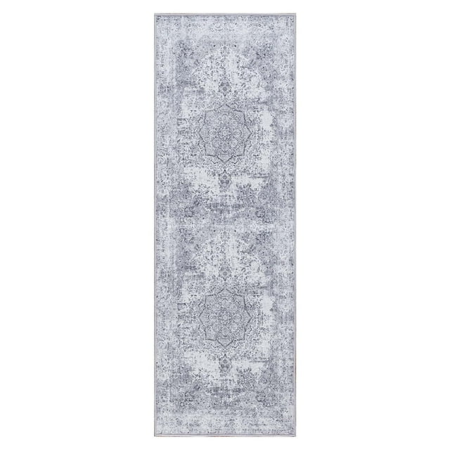 Rugking Area Rug 2x7 Gray Runner Rug Hallway Rug Vintage Distressed Rug Kitchen Indoor Foldable Traditional Non Slip Carpet Bathroom Bedroom Living Room