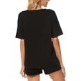 thumbnail image 4 of ZANKLEY Womens 2 Piece Short Sleeve Pajama Set with Pocketed Drawstring Shorts Soft Casual Loungewear for Summer Sleep and Lounge, 4 of 10