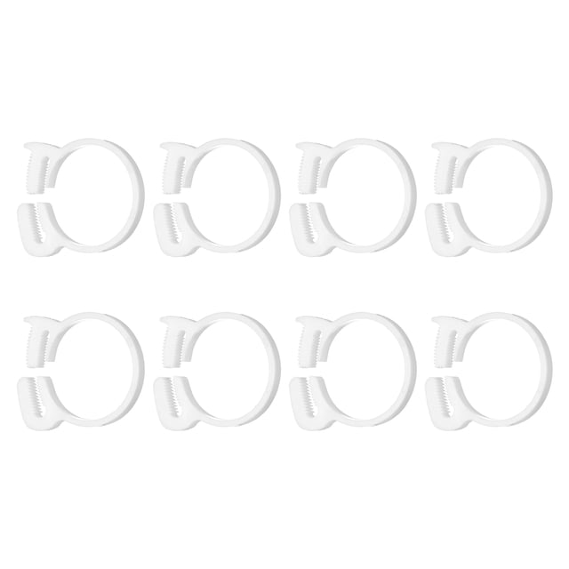 Uxcell 8 piezas de abrazaderas de manguera de plástico de doble clip de 36-41 mm, kit de abrazaderas ajustables de alta resistencia para plomería, automóviles y línea de combustible, blanco
