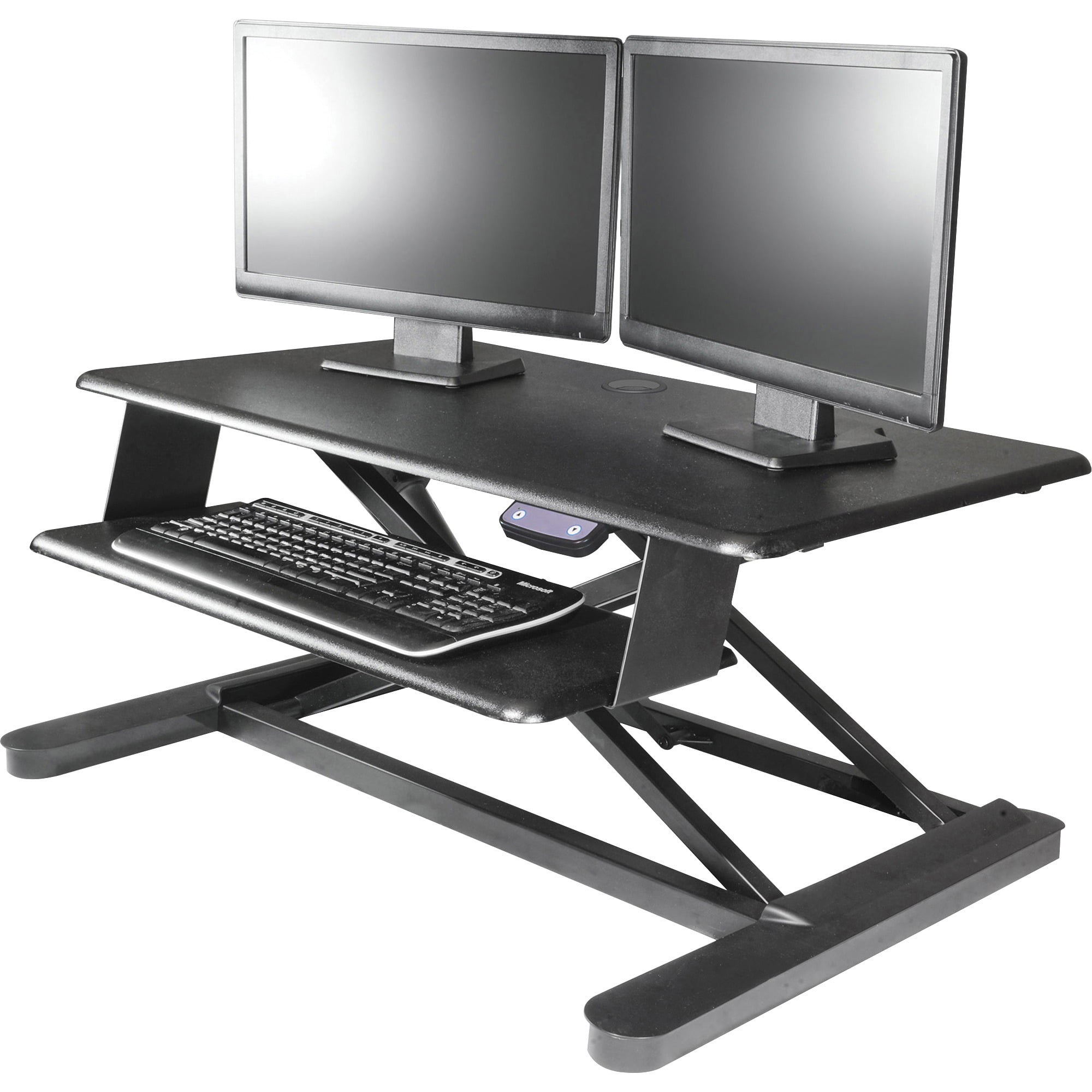 Kantek Tabletop, Electronic Adjustable Workstation Desk with Securing Clamp, Black