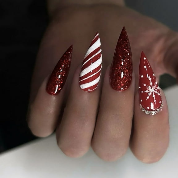 Nail Accessories Christmas Candy Stripes Snowflake Manicure Sequins for Festive Decoration and Designs 30PCS