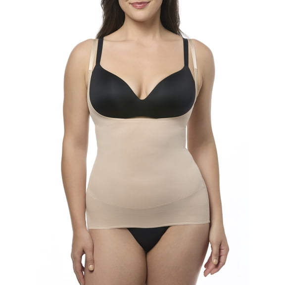 Cupid Women's Extra Firm Control Back Magic Open-Bust Shaping Torsette Camisole Top Shapewear