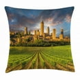 thumbnail image 1 of Italy Throw Pillow Cushion Cover, Vineyards of San Gimignano Tuscany Historic Architecture Dramatic Sky Clouds, Decorative Square Accent Pillow Case, 20 X 20 Inches, Green Apricot Blue, by Ambesonne, 1 of 2