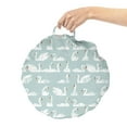 thumbnail image 2 of Swans Round Floor Cushion with Handle, Grunge Style Asymmetric Design Flock of Swimming Birds Pastel Pattern, Decorative Pillow for Living Room & Dorms, 18" Round, Pale Seafoam and White, by Ambesonne, 2 of 4