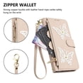 thumbnail image 6 of For Samsung Galaxy S23 5G 6.1-inch Wallet Case Glitter Butterfly Multi-Card Slots Zipper Wallet With Detachable Lanyard Shoulder Strap and Hand Strap Leather Phone Case,Apricot,For Galaxy S23 (5G), 6 of 11