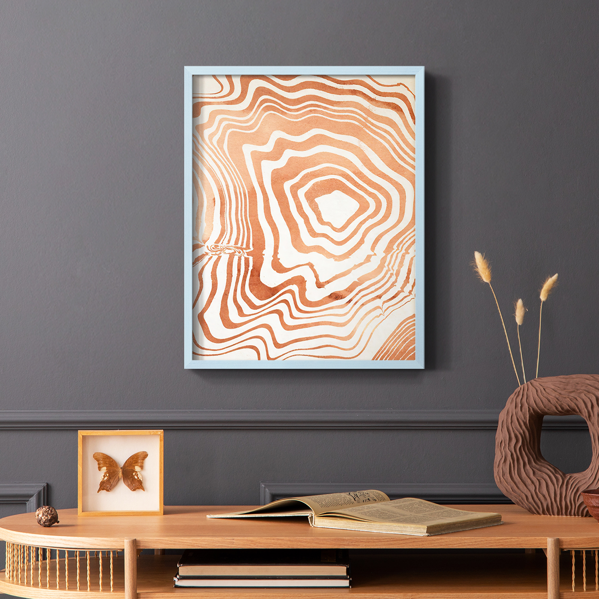 Wood Grain Suminagashi I Framed Print - Solid Wood in Single Picture Frame Solid Wood 2 Framed Print