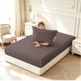 thumbnail image 4 of Manfei Rustic Plaid Fitted Sheet Queen,Vintage Check Bedding,Brown,3pcs,1 Fitted Sheet and 2 Pillowcases, 4 of 6