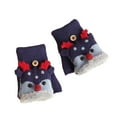 thumbnail image 2 of Children Winter Warm Casual Christmas Knit Cute Pattern Mittens Plus Velvet Flip Fingerless Multifunction Glove, 2 of 3