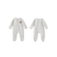 thumbnail image 2 of Gzhioc Newborn Baby Boy Footed Romper Football Embroidery Long Sleeve Round Neck Zip Jumpsuit, 2 of 9