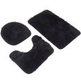 thumbnail image 3 of PTOOTP Black Polyester Toilet Lid Cover Set with Anti- Bath Rug and Home Floor Mat for Bathroom Decor, 3 of 8