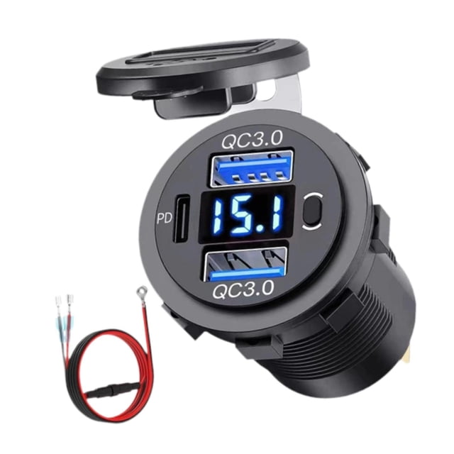 Bunblic 12 Volt USB Outlet Dual Quick Charge Spare Part for Marine 12V 24V Boat Blue Light