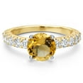 thumbnail image 3 of Gem Stone King 14K Two Tone Gold Yellow Citrine and Lab Grown Diamond Engagement Ring for Women | 2.15 Cttw | Round 8MM | Gemstone November Birthstone | Size 8, 3 of 6