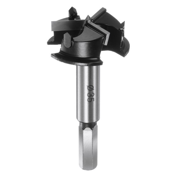 Broca Forstner de Carburo de 35 mm (1-3/8") con 3 Flautas para Posicionamiento de Bisagras de Madera