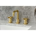 thumbnail image 6 of Kingston Brass KS1417KNX Convergent Two-Handle 3-Hole Deck Mount Widespread Bathroom Faucet with Push Pop-up Drain in Brushed Brass, 6 of 8