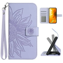 for Samsung Galaxy S23 Flip Case, Flower Printed PU Leather Magnetic Wallet Case with Stand Holder Flip Cover with Card Slots and Strap Compartment for Samsung Galaxy S23 - Lightpurple