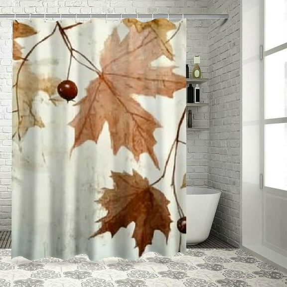 BCIIG Leaves Berries Painting Bathroom Shower Curtain Set with Hooks 36"x72