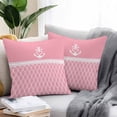 thumbnail image 2 of Vintage Anchor Texture Outdoor Pillow Covers Set of 2 Pink White Geometric Classic Stripes Waterproof Throw Pillow Case Decorative Square Cushion Cover for Patio Couch Garden Balcony, 26"x26", 2 of 9
