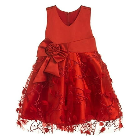 

Blue Bell HANDMADE Toddler Tulle Princess Flower Girl Dress for Wedding Party - Hades - Red-4