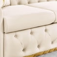 thumbnail image 6 of Mid Century Modern Chesterfield Sofa Couch, 90.6" Velvet Couch White and Gold Sofa Luxury Loveseat for Living Room, Tufted Sofas with 2 Pillows & Classic Golden Decor, Cream White, 6 of 7
