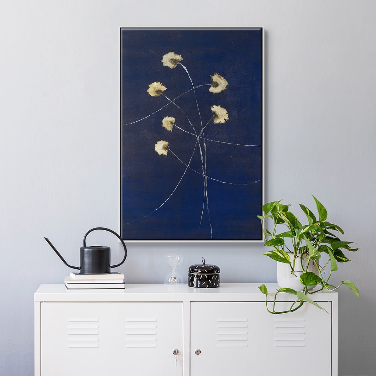 Indigo 2 Framed Premium Gallery Wrapped Canvas - Ready to Hang - 17 x 25 - White Floating Frame