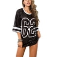 thumbnail image 1 of Whitewed Tunique en Jersey à Sequins pour Femmes T-Shirt Court Robe Hauts Numéro 62 Graphique Noir, 1 of 1