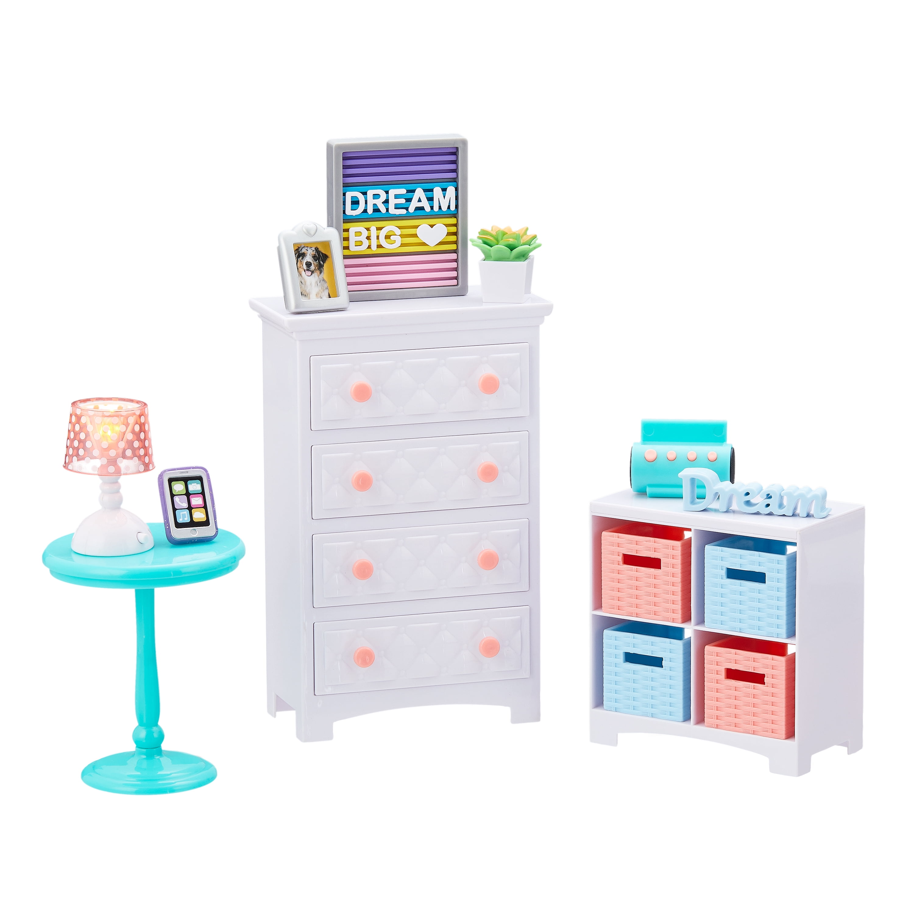 My Life as Bedroom Accessory Play Set Dresser Lamp Table 16 Pcs for 18" Dolls for sale online 